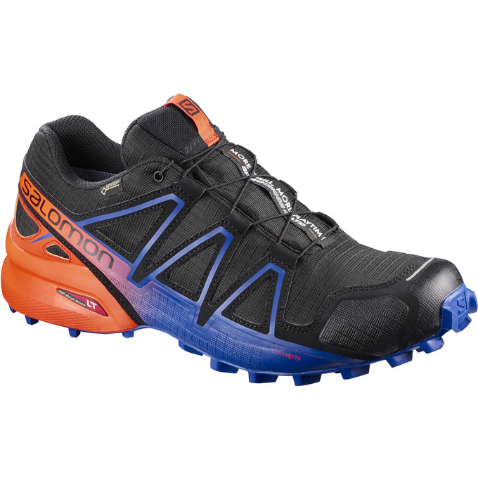 Salomon Israel SPEEDCROSS 4 GTX® LTD - Mens Trail Running Shoes - Black/Navy/Orange (PLMN-15432)